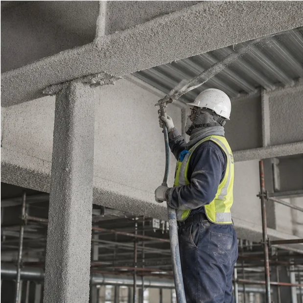 Industrial structural fireproofing application